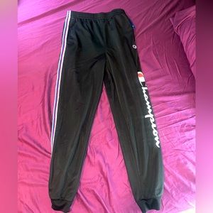 Youth XL Champion Black joggers with stripes down side